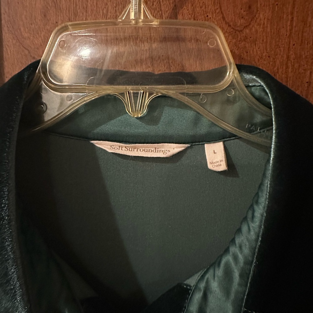 Soft Surroundings Deep Green Velvet Shirt Jacket - Picture 3 of 3